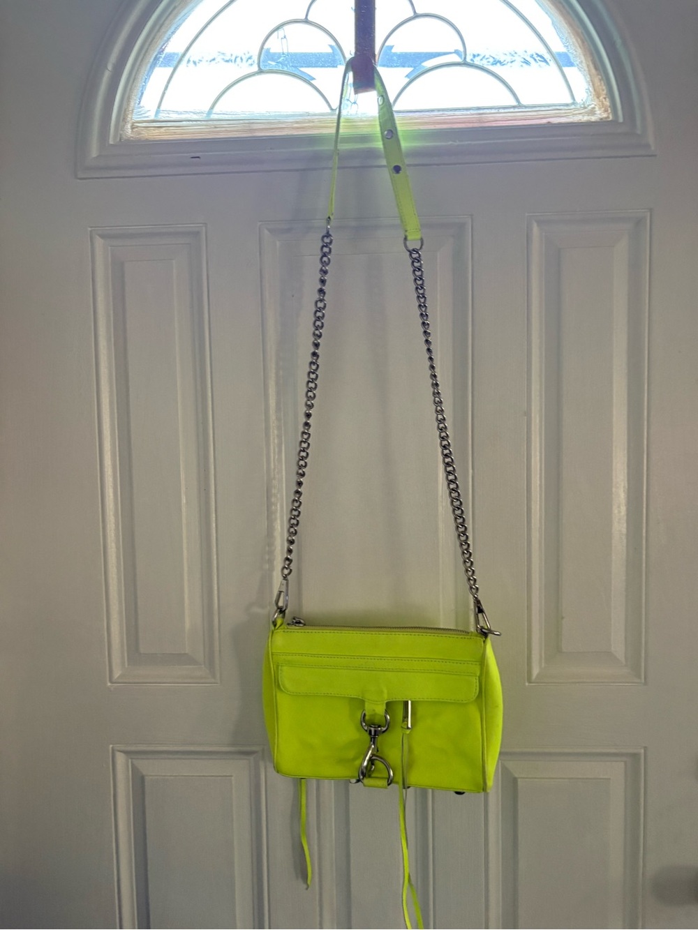 Rebecca Minkoff Neon Lime Crossbody Bag with Chain Strap